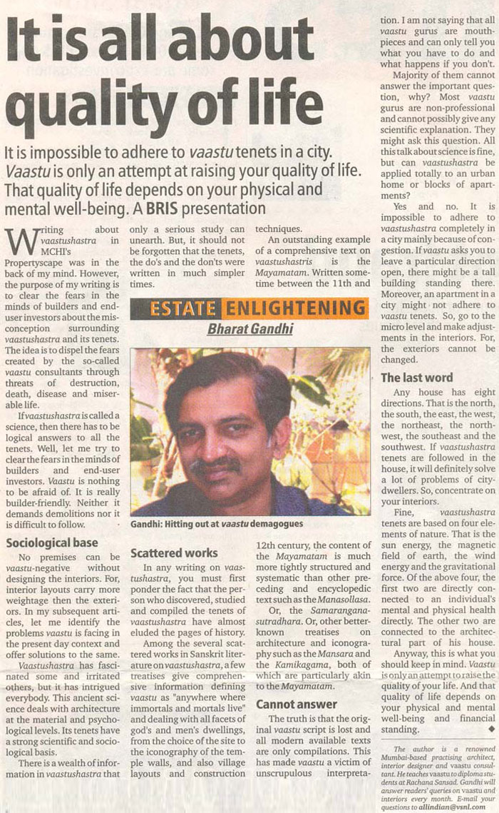 It is all about quality of life